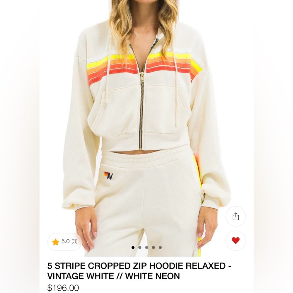 Aviator Nation 5 Strip cropped Zip Hoodie size xs